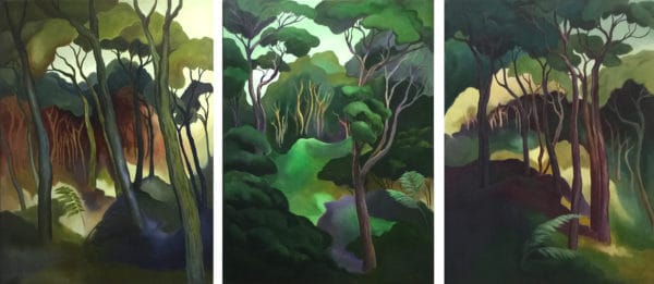 NZ Art Kanuka Triptych by Mary Moen