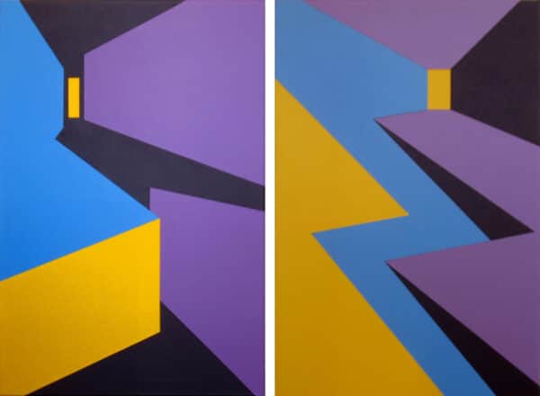 Abstract diptych - Beyond The Wall and Ramp, by Ian Axtell