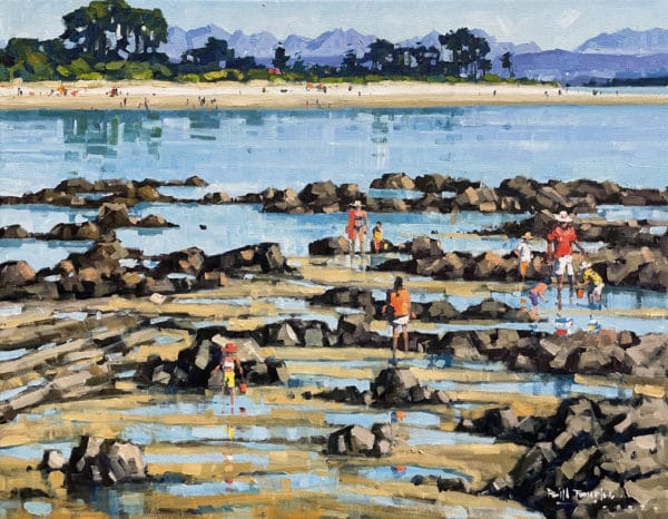 Landscape with figures - Hunting For Crabs, by Bill Burke