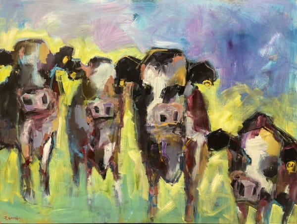 Political cow painting - No Farmers No Food by Pauline Gough