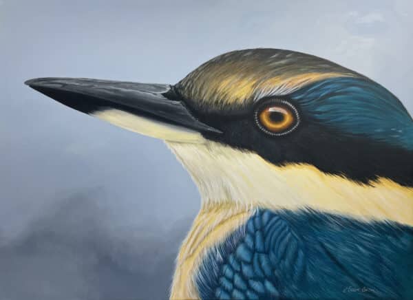 Bird painting - Portrait of a Kingfisher by Claire Erica