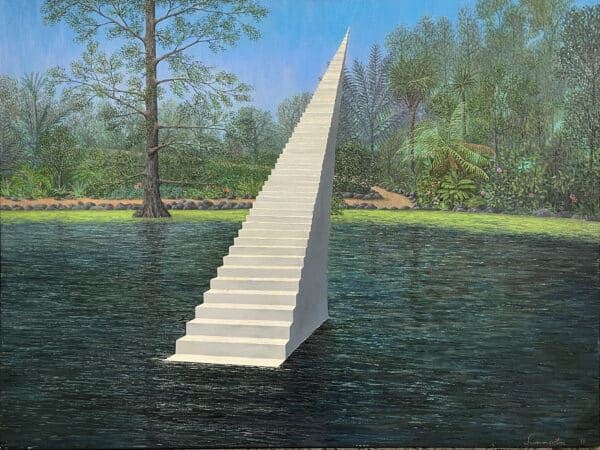 Surrealistic painting - Stairway, Hagley Park, by Justin Summerton