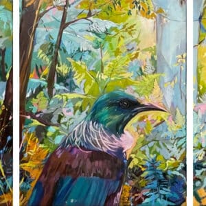 Native bird triptych - Waipoua by Libby Mitchell