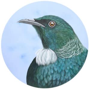 Bird painting - Tui Portrait by Claire Erica