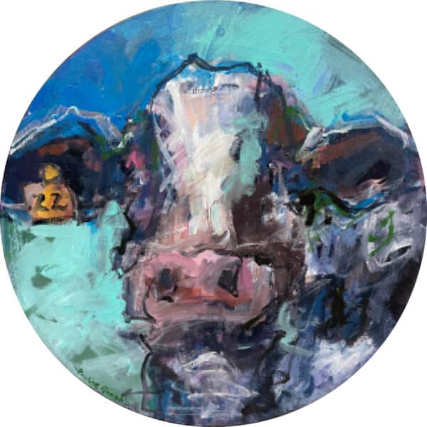 Round cow painting - No. 22 by Pauline Gough