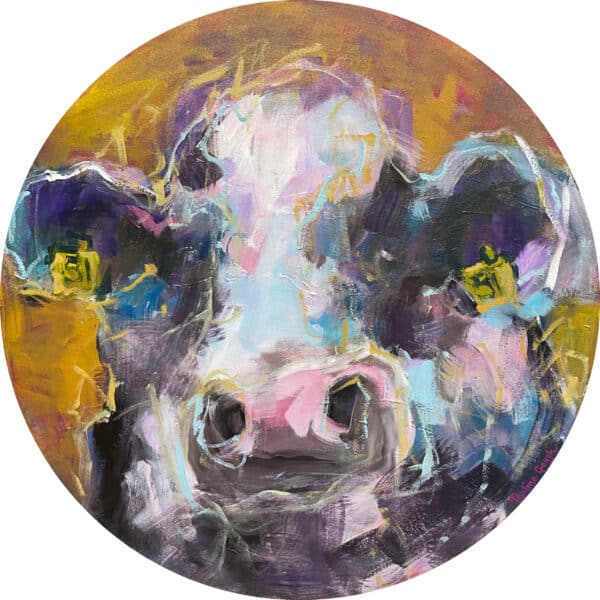 Round cow painting - No. 51 by Pauline Gough