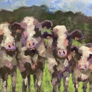 Cow painting - Then There Were 4 by Pauline Gough