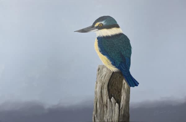 Still life Kingfisher painting - King of Serenity by Claire Erica
